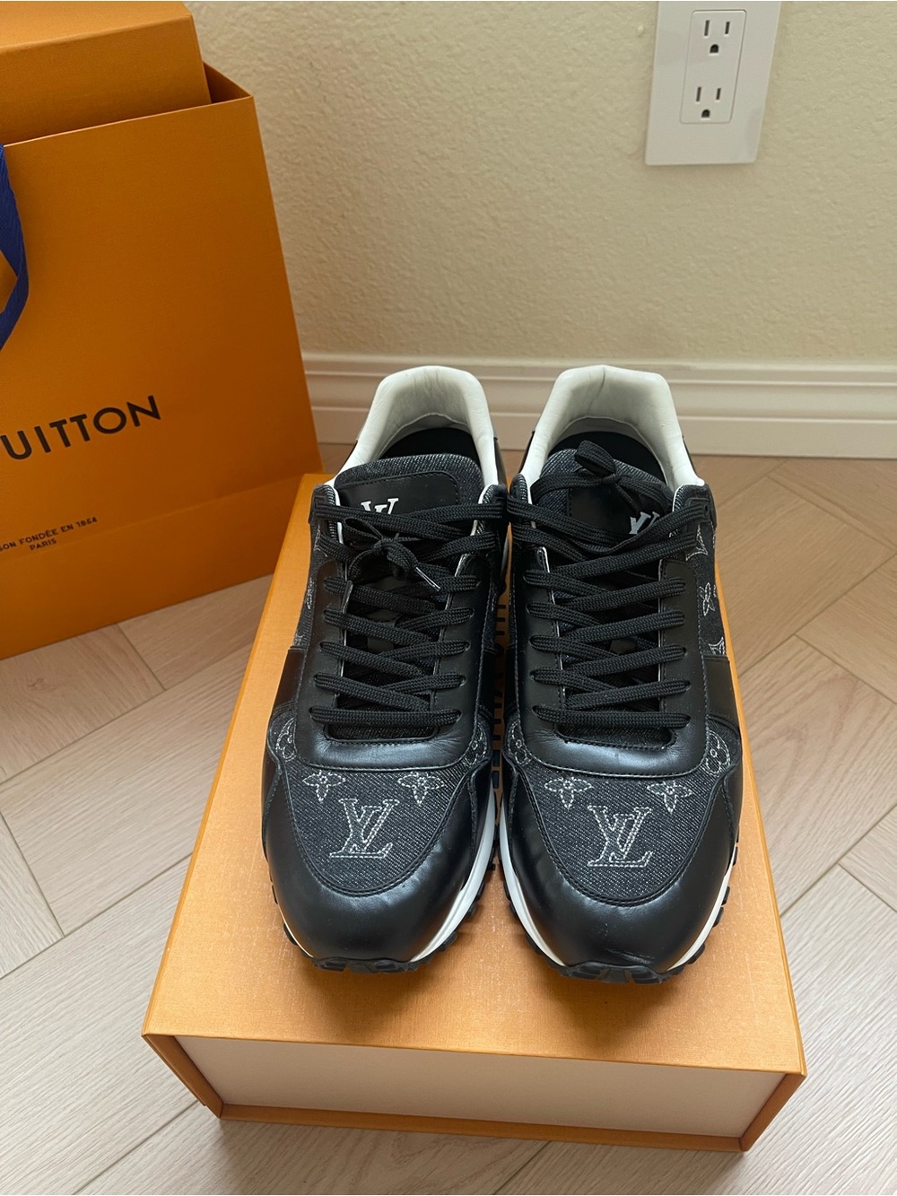 Louis Vuitton Black & White Monogram Runner Sneakers for Men